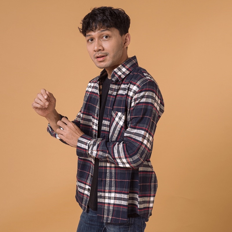 Kemeja Flanel Pria WOODCUTTER Dark Miguel Flannel Shirt Lengan Panjang