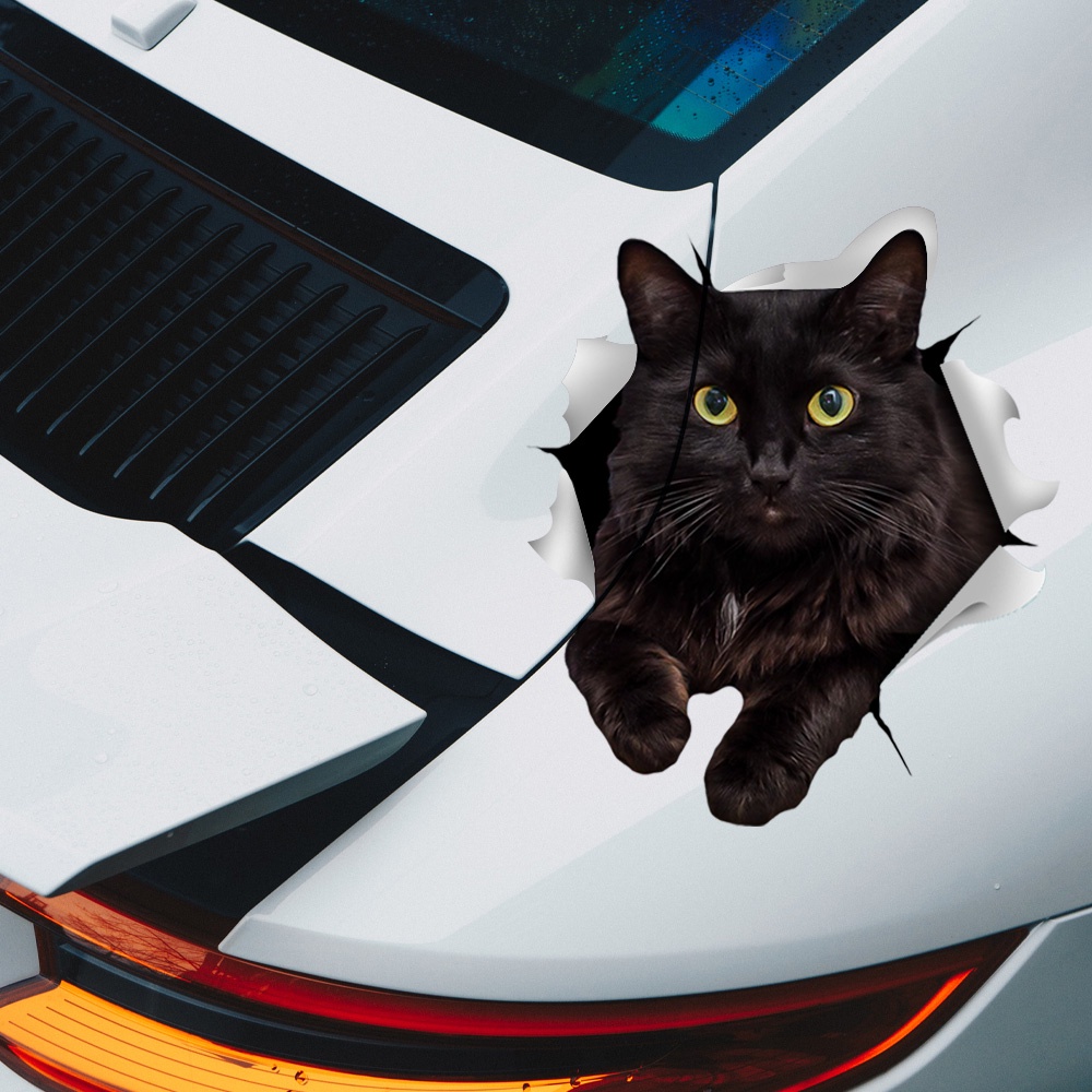 Kucing Lucu Stiker Mobil Body Penutup Belakang Lecet Bemper Depan Stiker Mobil Dekorasi Decal DIY Laptop Motor Stiker Kreatif 3D Kucing Cat Stiker Mobil PVC Perekat Stiker