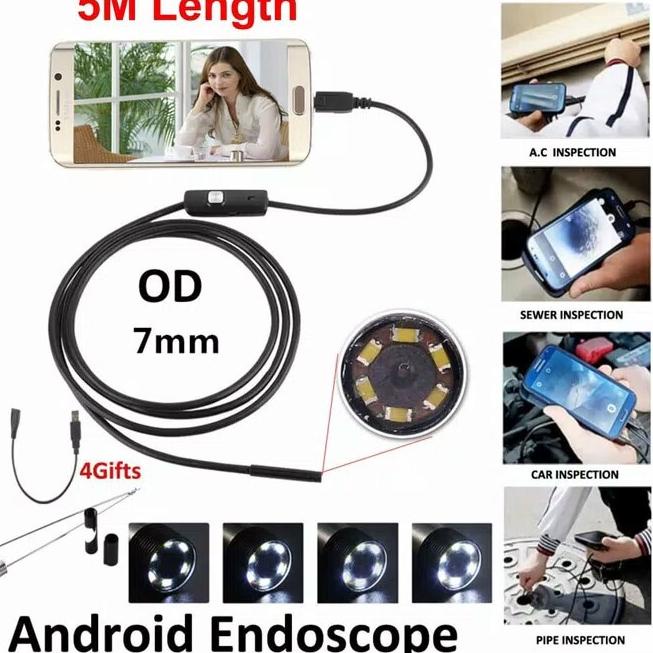 Murah Banget USB Kamera Inspeksi Endoscope Spy Camera Endoscope Borescope Panjang 5M