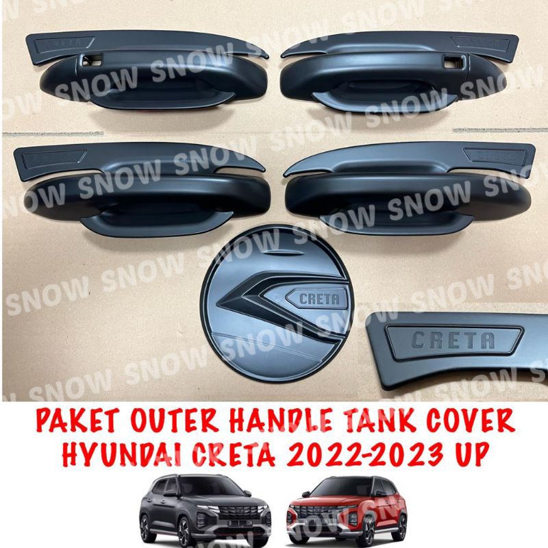 Paket Outer Handle Tank Cover Hyundai Creta 2022 2023 UP Hitam