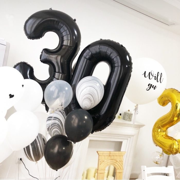 Salin Balon Angka Foil Hitam Black Jumbo besar 80cm Balloon Birthday Party Pesta Ulang Tahun Angka Number Ballon Murah