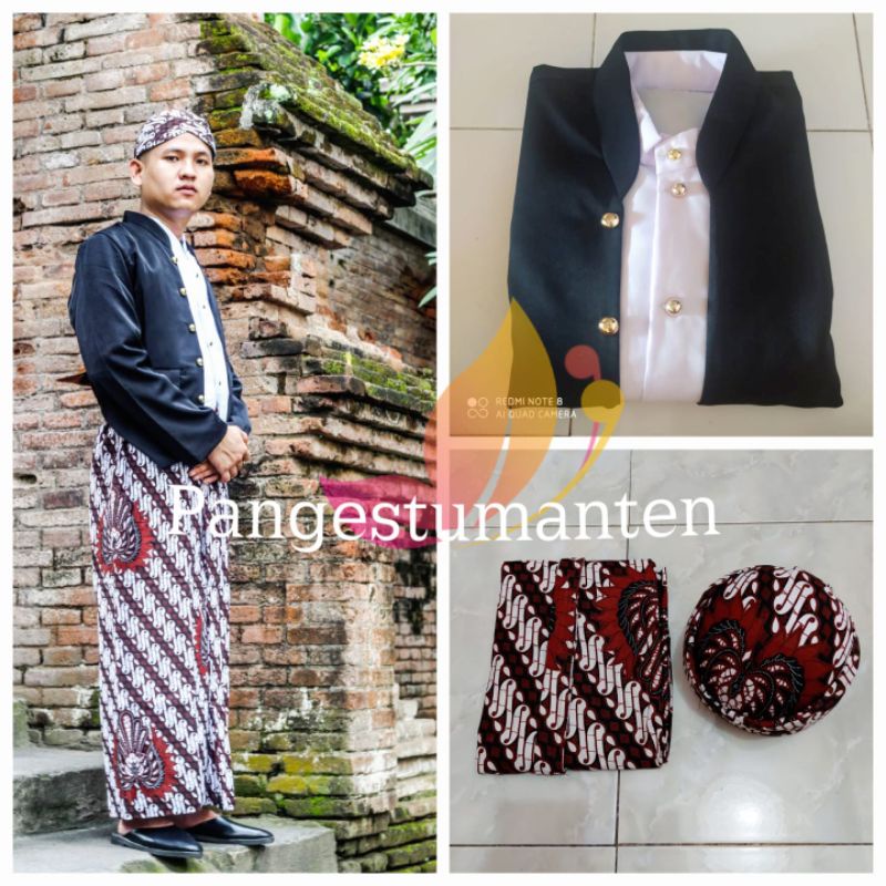 [SB12] Set Beskap Hewes + Jarik Instan + Blangkon_Motif ParangGaruda
