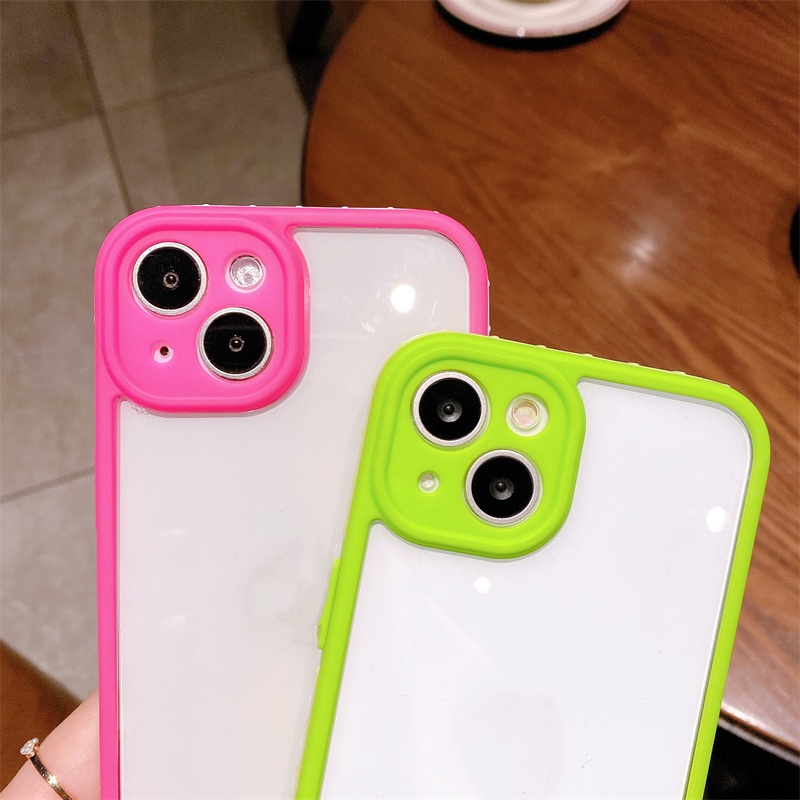 IPHONE Casing Desain 3-in-1 Fashion Untuk Iphone14 13 12 11 Pro Max X/XS XR Max 14plus Perbatasan Warna Transparan