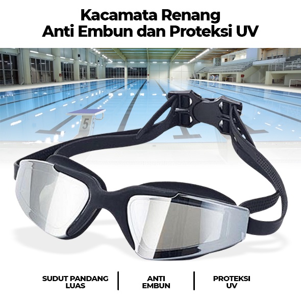 Kacamata Renang OMSE57BK Anti Fog UV Protection - RH5310 - Black