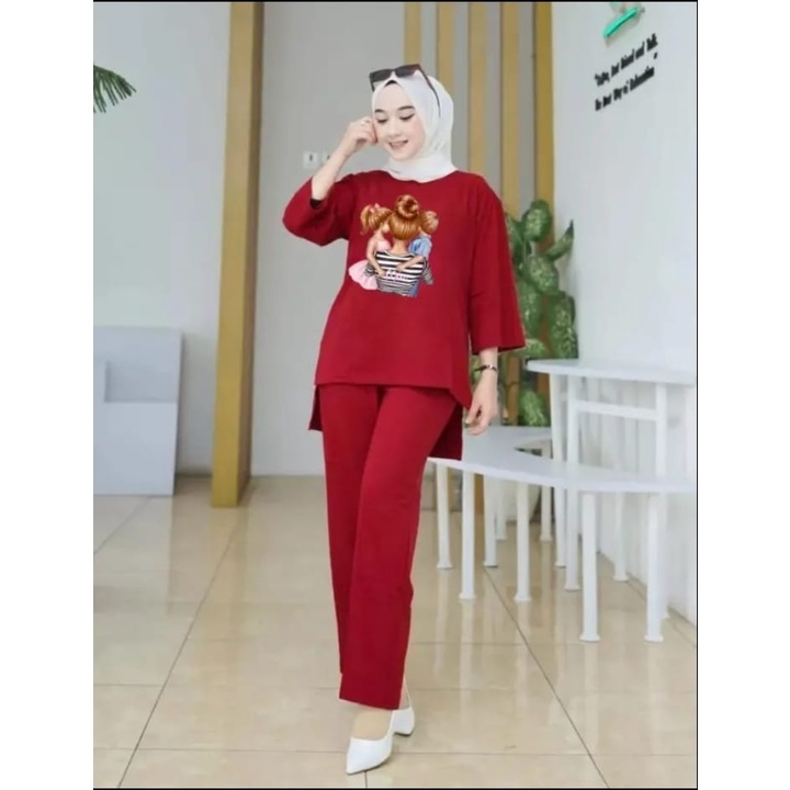 ONESET WANITA MOM XL STELAN TUNIK OVERSIZE