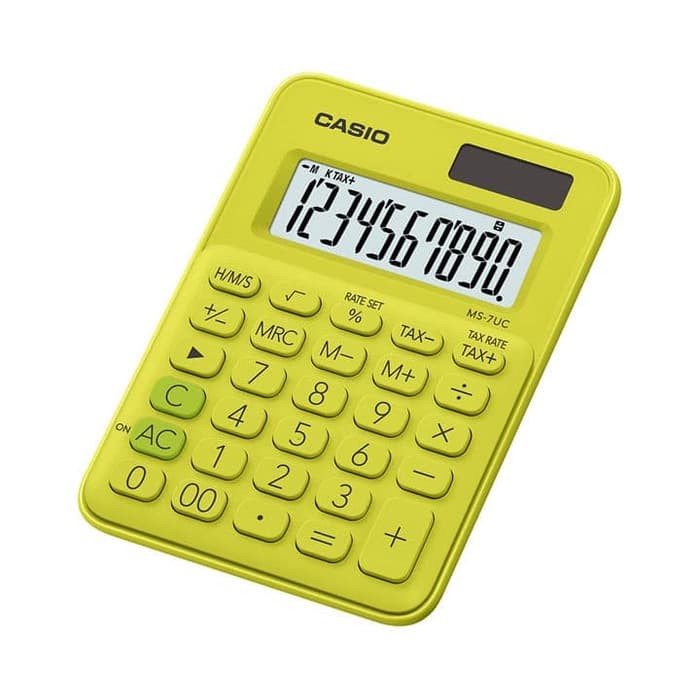 

CASIO COLORFUL CALCULATOR MS-7UC-YELLOW GREEN #ORIGINAL