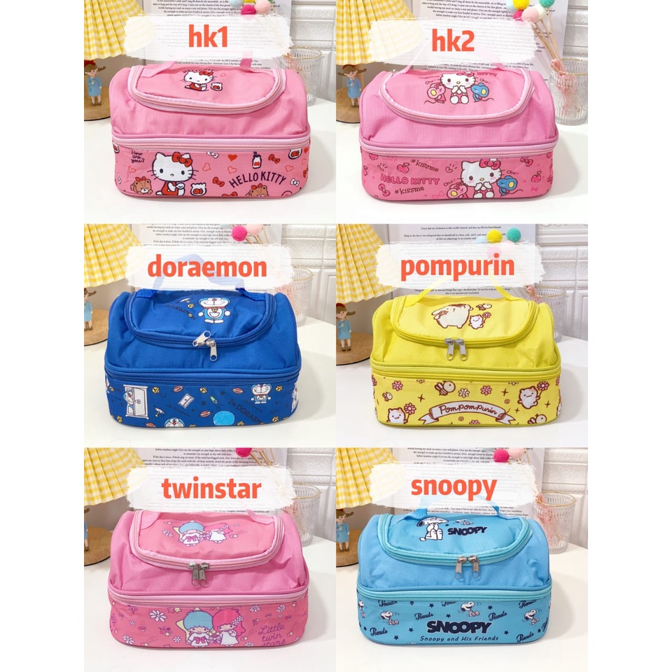 Tas bekal susun hello kitty sanrio lunch bag TB010 double layer melody snoopy aluminium foil