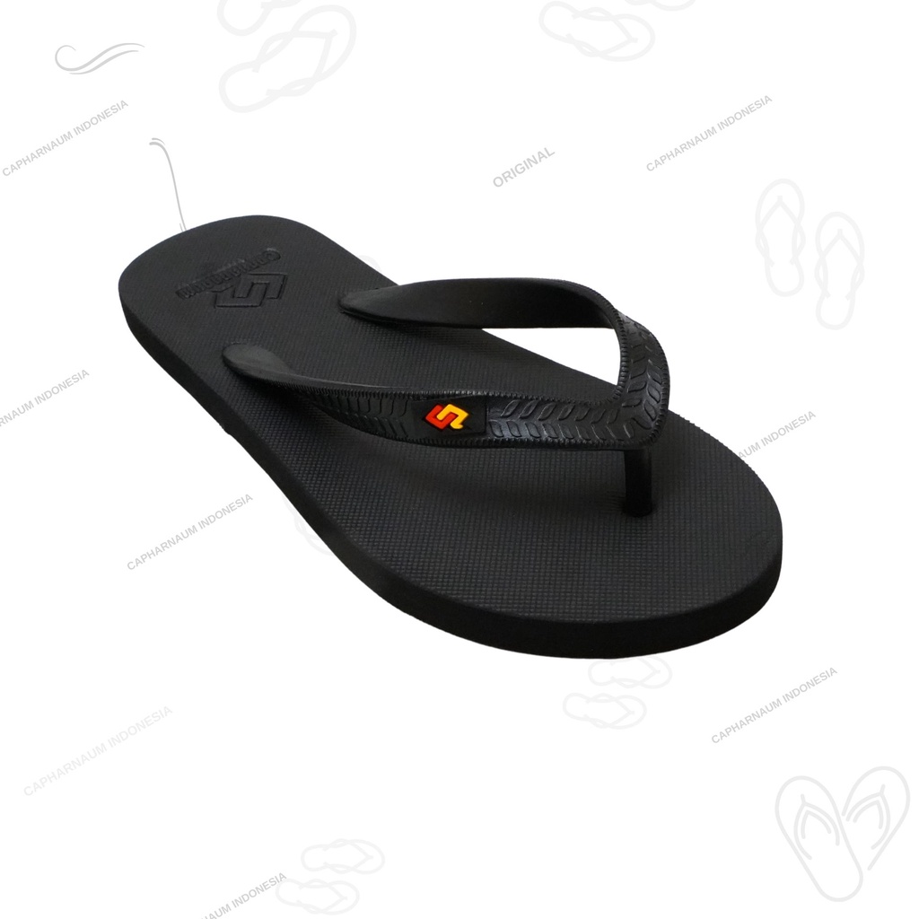 Capharnaum [Classic] Black On Black Sandal Jepit Pria Simple Cozy