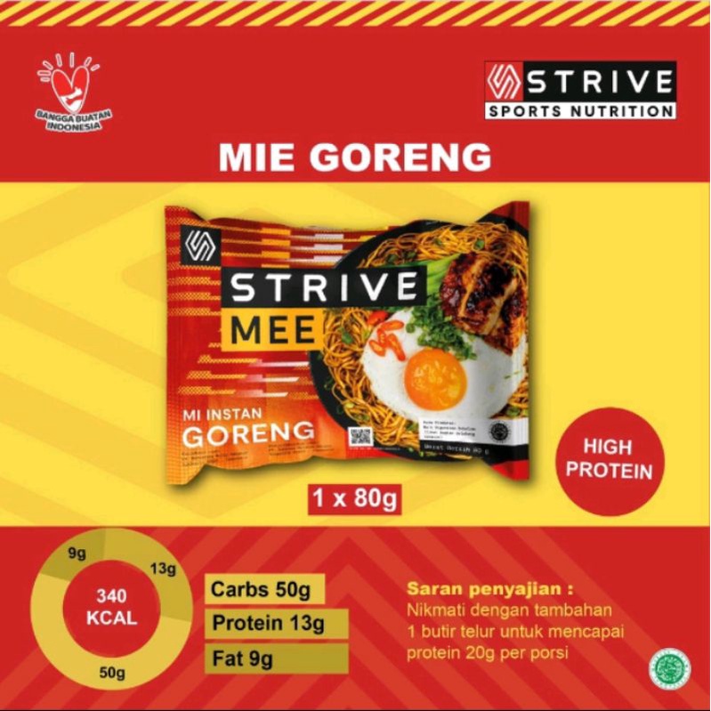 

STRIVE MEE GORENG Mie Goreng Instan Tinggi Protein Carbo Load Sehat | 1 pcs @75gr