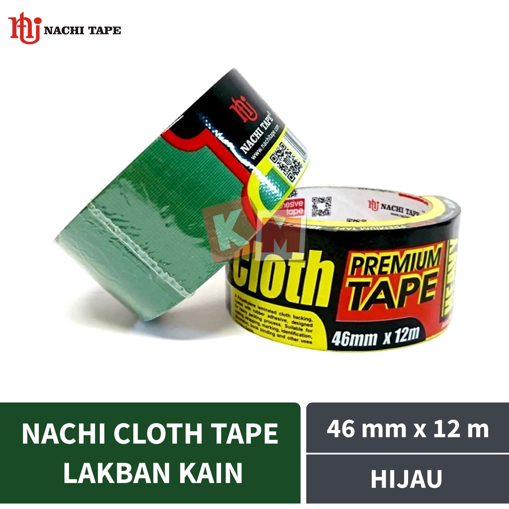 Lakban Kain Hijau Nachi Cloth Tape 46 mm / 2 Inch x 12 meter / 46mm