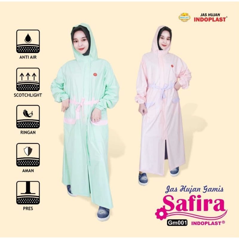 Jas Hujan Muslimah GAMIS SAFIRA / Jas Hujan Gamis Syar'i Muslimah