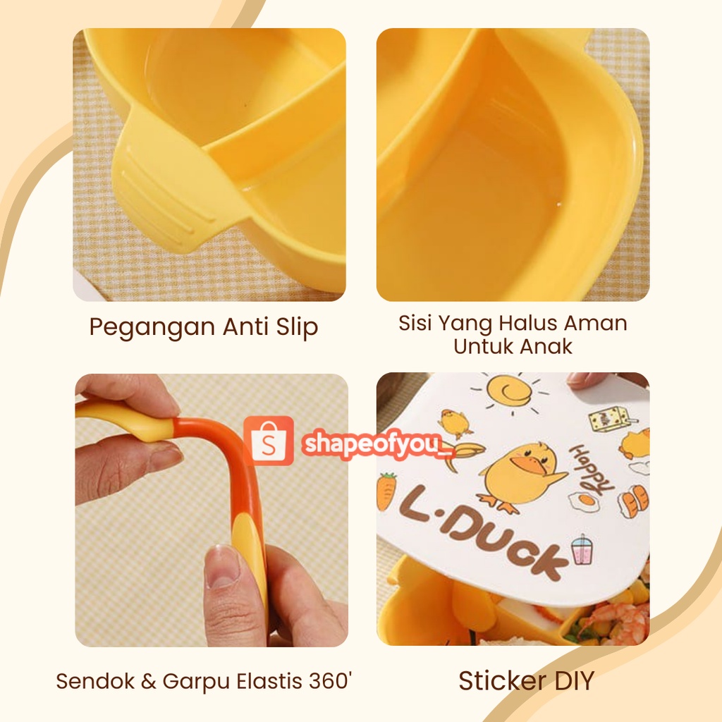 Piring Makan Anak lucu Karakter Anti Slip BPA Free sendok garpu