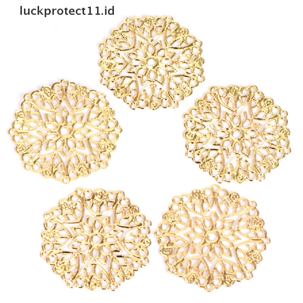 /Fashion Hot// Fashion// 50PCS Bronze Kerawang Bunga Konektor Kerajinan DIY Membuat Perhiasan Aksesoris.