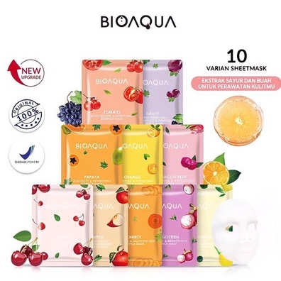 ✦SINAR✦ Bioaqua Bio Aqua Facial Sheet Mask Ekstrak Buah &amp; Sayur / Fruits &amp; Vegetable Series / Masker Wajah