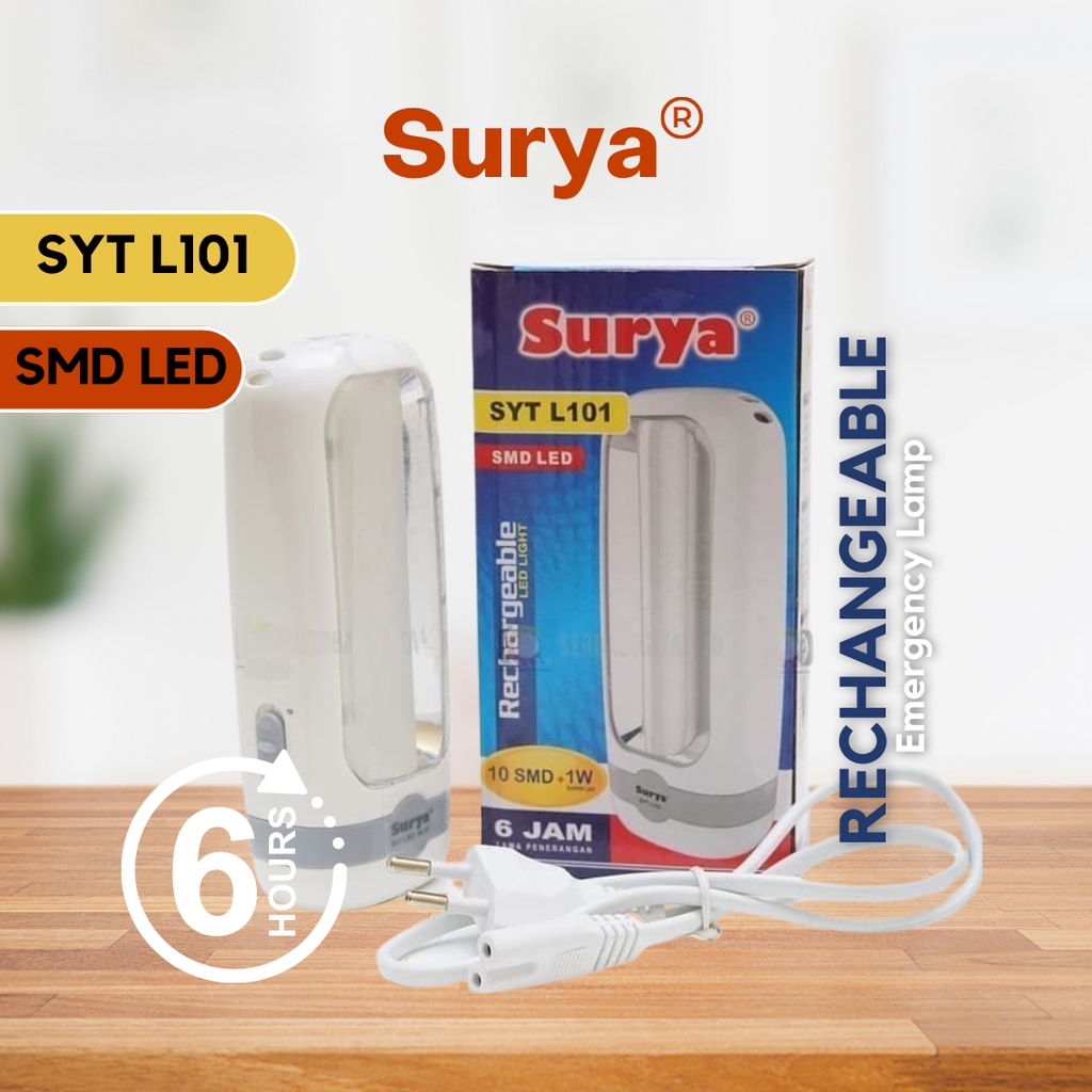 Surya Lampu Emergency SYT L101 SMD LED Rechargeable tahan hingga 6 Jam / Lampu Darurat