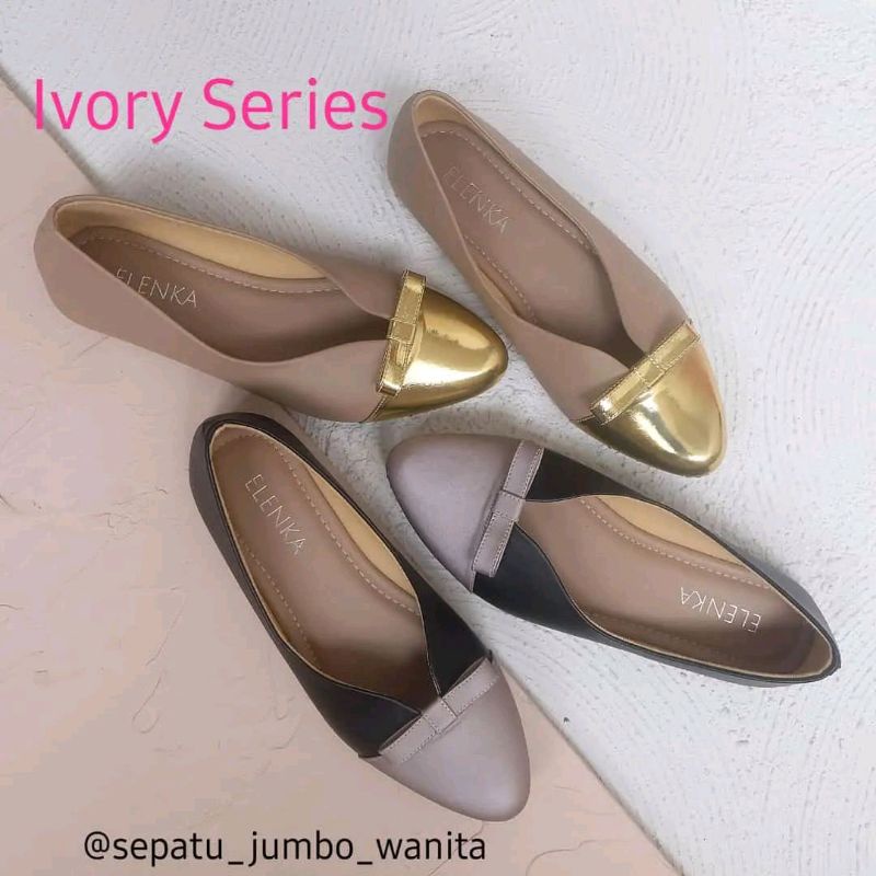 FLATSHOES JUMBO TERBARU SEPATU WANITA BIGSIZE (Kode: Ivory)