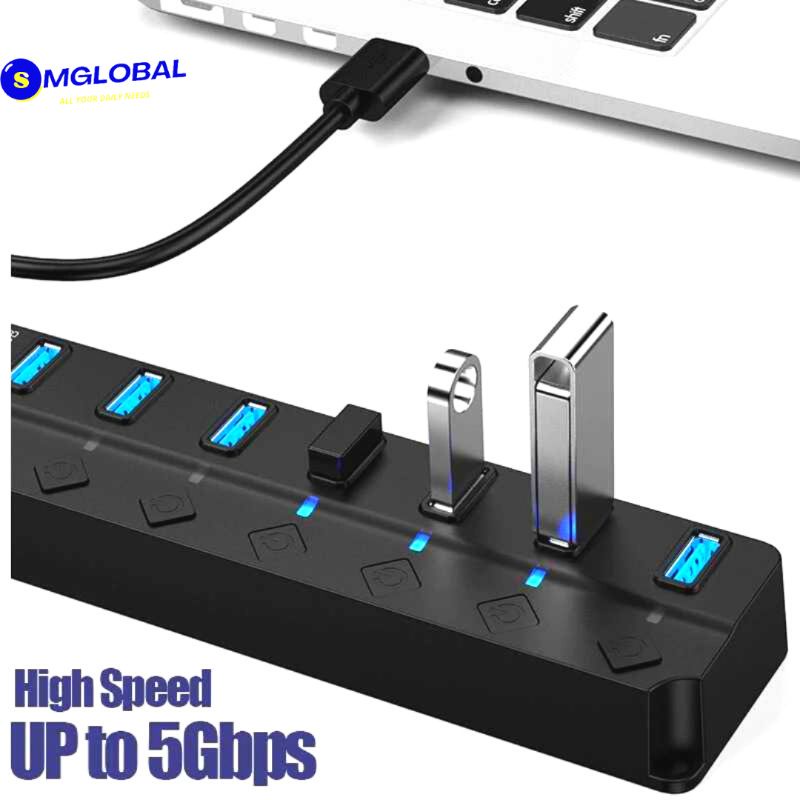 BARU SM with LED Indicator  USB Hub High Speed 5 GBPS Extender 4 7 Port USB 3.0 Type C Adaptor Power