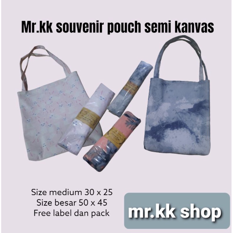 souvenir free label dan pack tote bag size medium dan jumbo bahan semi kanvas RANDOM MOTIF