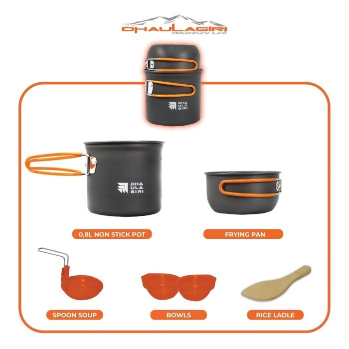 Cooking Set 6in1 Dhaulagiri DH 100 Alat Masak Camping Outdoor Kitchen