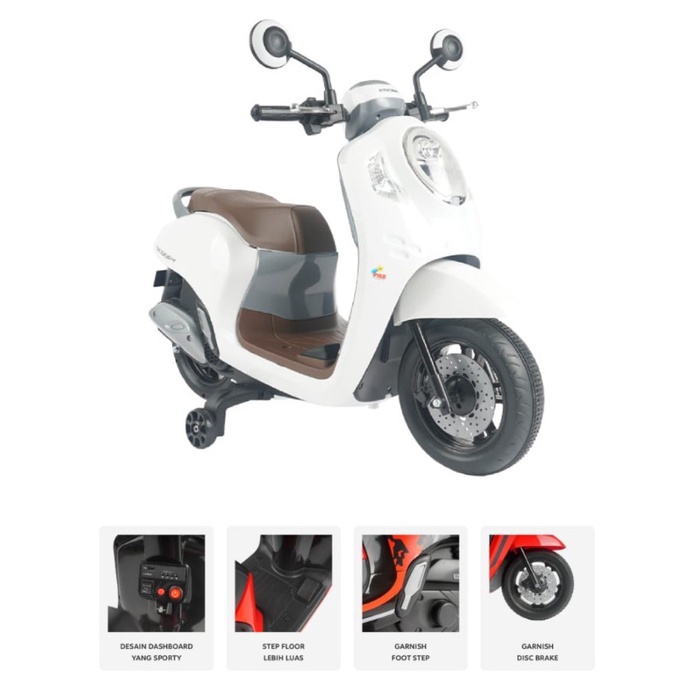 Mainan Anak Motor Aki listrik Honda Scoopy Kado Anak PMB m999 m 999 musik dan lampu