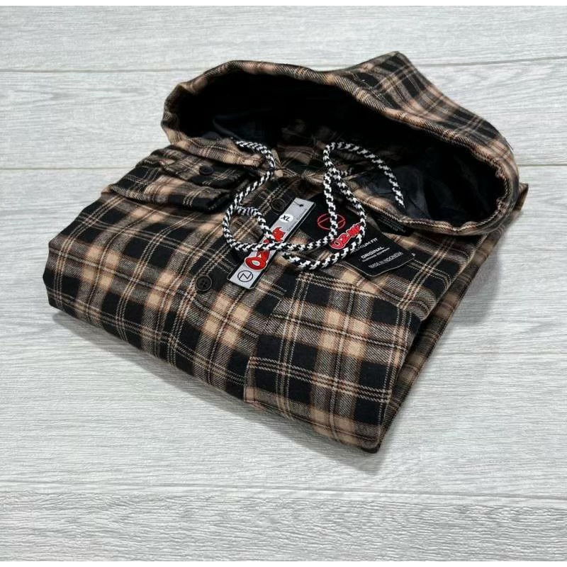 TERBARU KAMEJA FLANNEL HOODIE ORIGINAL [PREMIUM QUALIY] M L XL