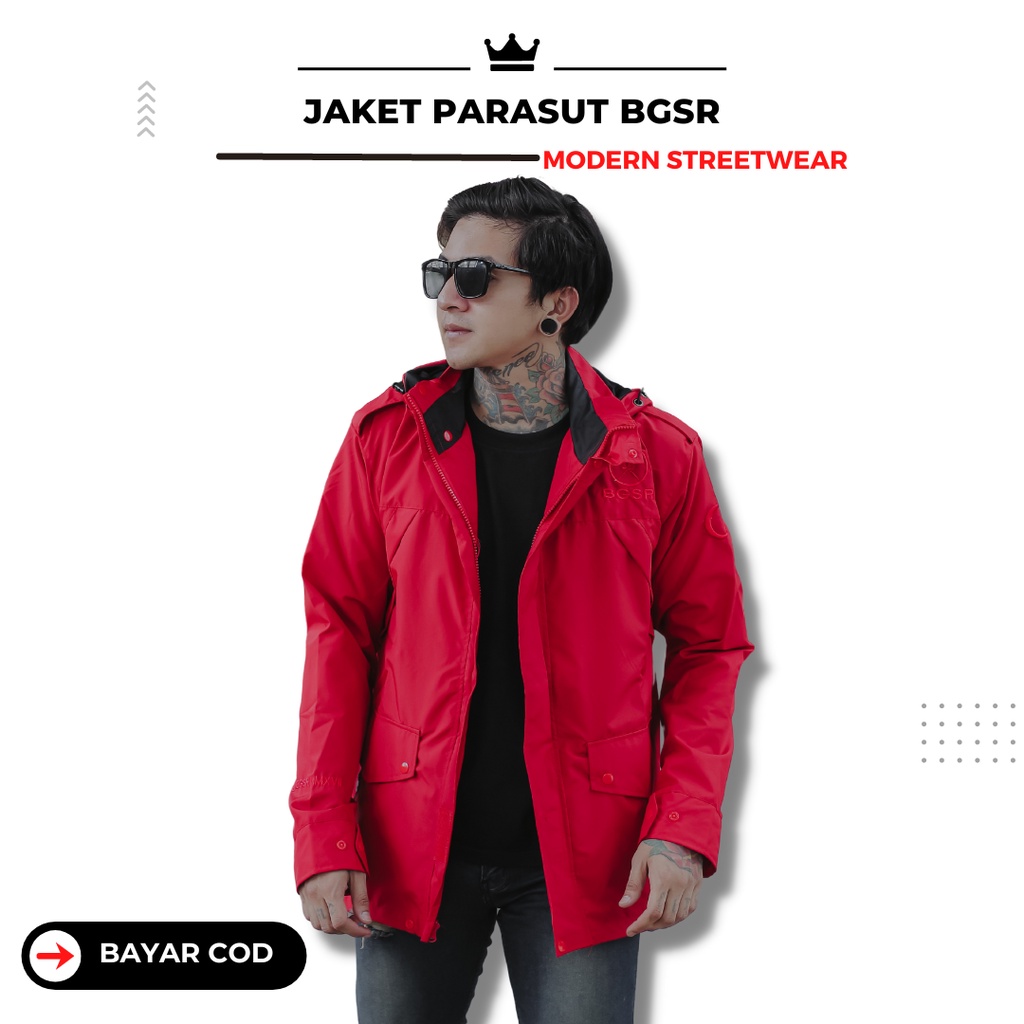 Jaket Parasut Pria Pocket BGSR Kantong Dalam Premium Jacket