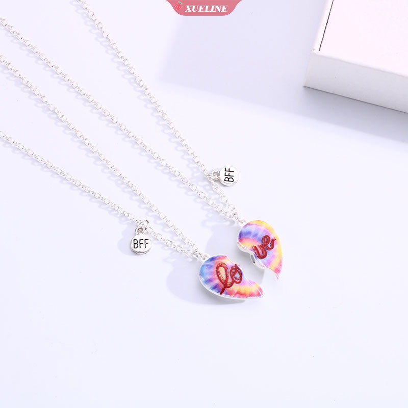 2 Pcs/set Lucu Warna-Warni Tetes Minyak Cinta Liontin Anak Sahabat Kalung Hadiah Persahabatan Gadis [ZXL]