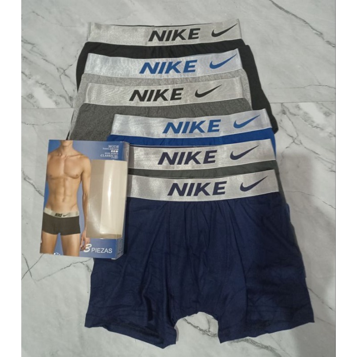 1 kotak isi 3 pcs celana dalam boxer pria / boxer pria n1ke silver