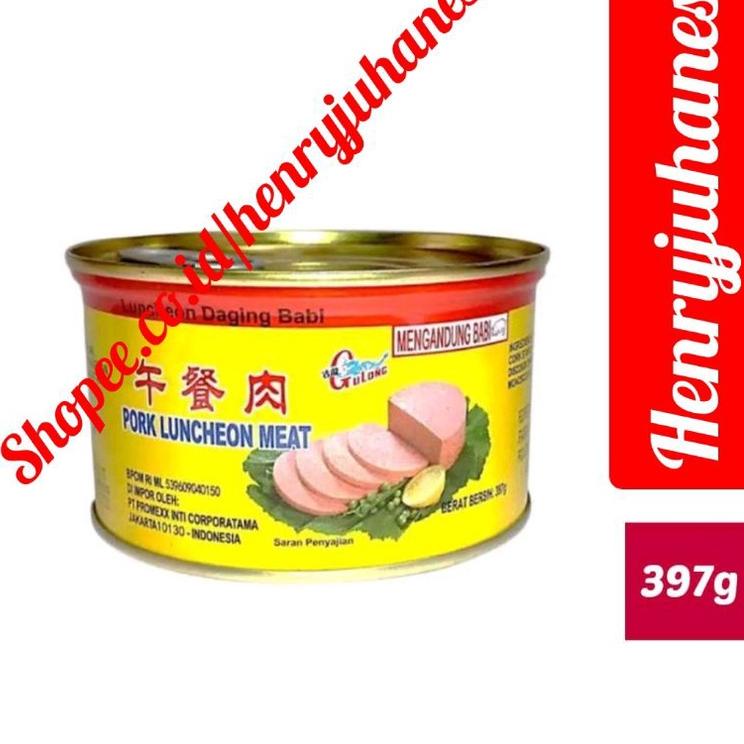 

Cyi97 397 gram GULONG CANNED HAM PORK LUNCHEON MEAT / free pakiing kotak untuk reg dan cargo daging babi/ daging maling .,.,