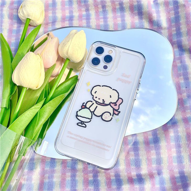 IPHONE Casingcover TPU Transparan Lembut Anjing Lucu Kompatibel Untuk Iphone14 13 12 11 Pro XS Max X XR 78 6 6S Plus Shockproof CasingCover