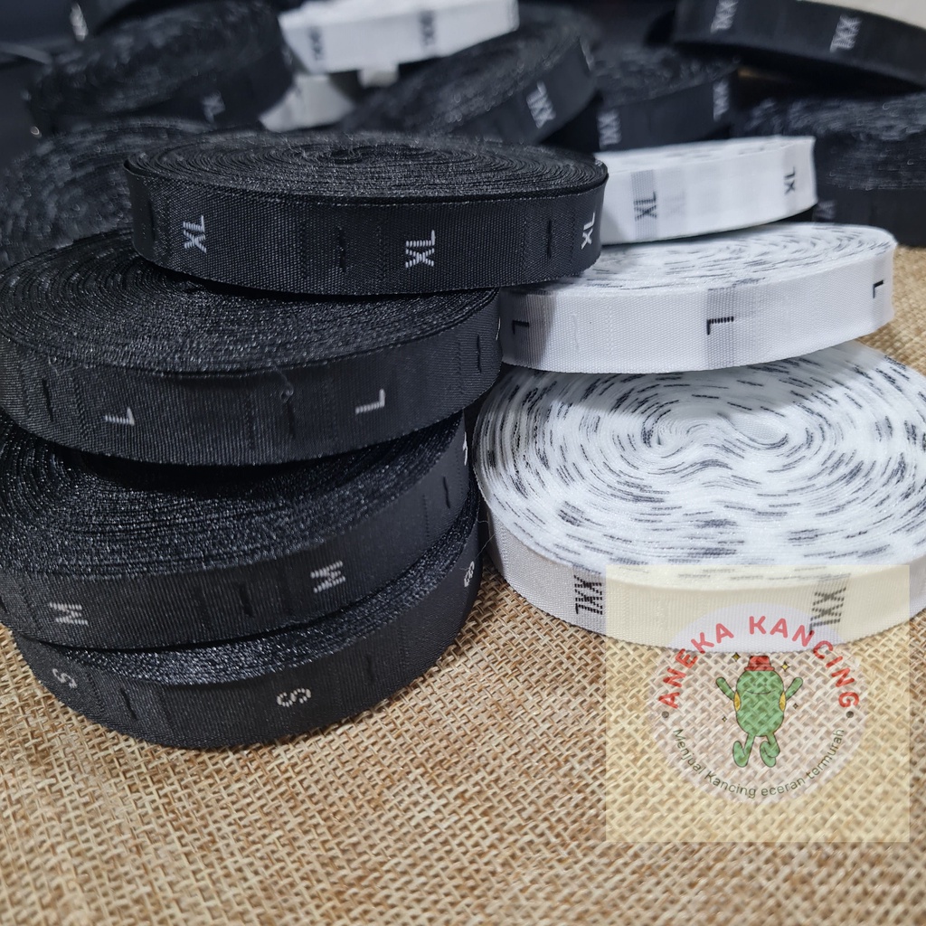 [1 roll] Size Bordir / Label Size Bordir Putih Hitam Isi 500pcs / Size Bordir Rajut / Size Rajut Bor