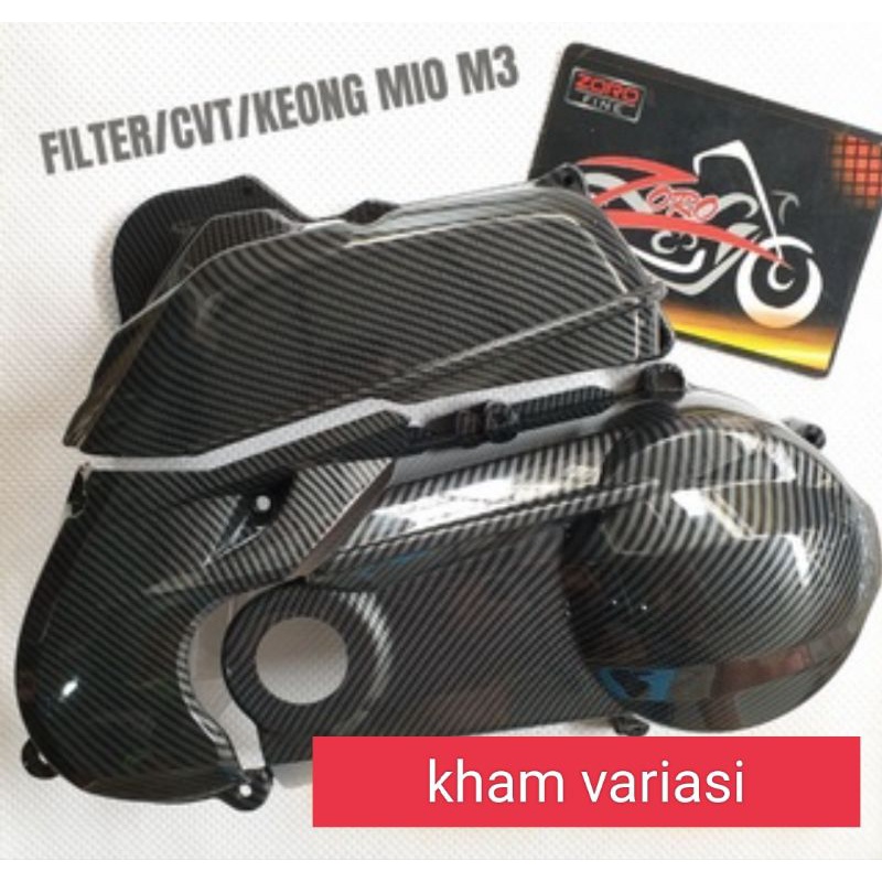 cover cvt set mio m3 carbon/ cover cvt+ keong cvt+ cover filter hawa carbon mio m3