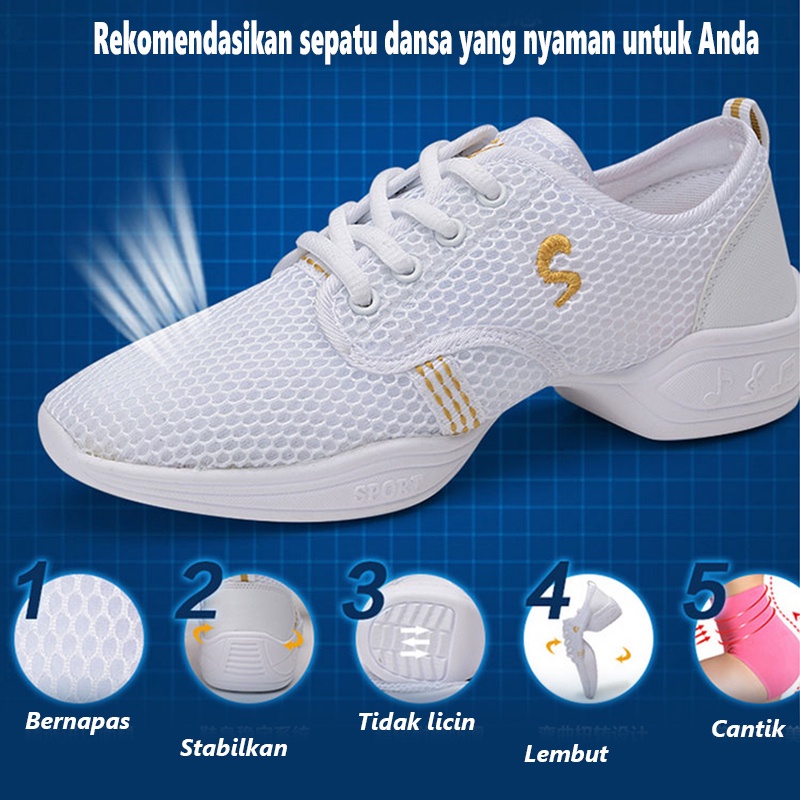 Sepatu Dansa Latin/ Line Dance Ringan Empuk Sangat Lentur sepatu dansa wanita uk 36~41 dance shoes 4 warna