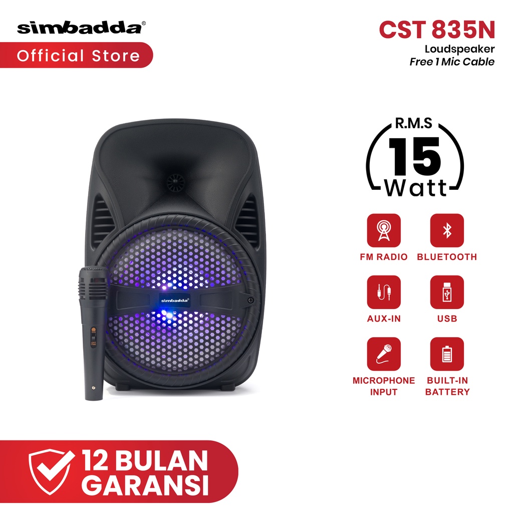 SPEAKER BLUETOOTH SIMBADDA CST 835N - Karaoke GRATIS Mic Cable