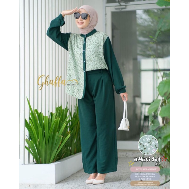 MIXI ONESET #2 BY GHAFFA THE LABEL / SET MOTIF WANITA MUSLIMAH / Setelan celana wanita modern