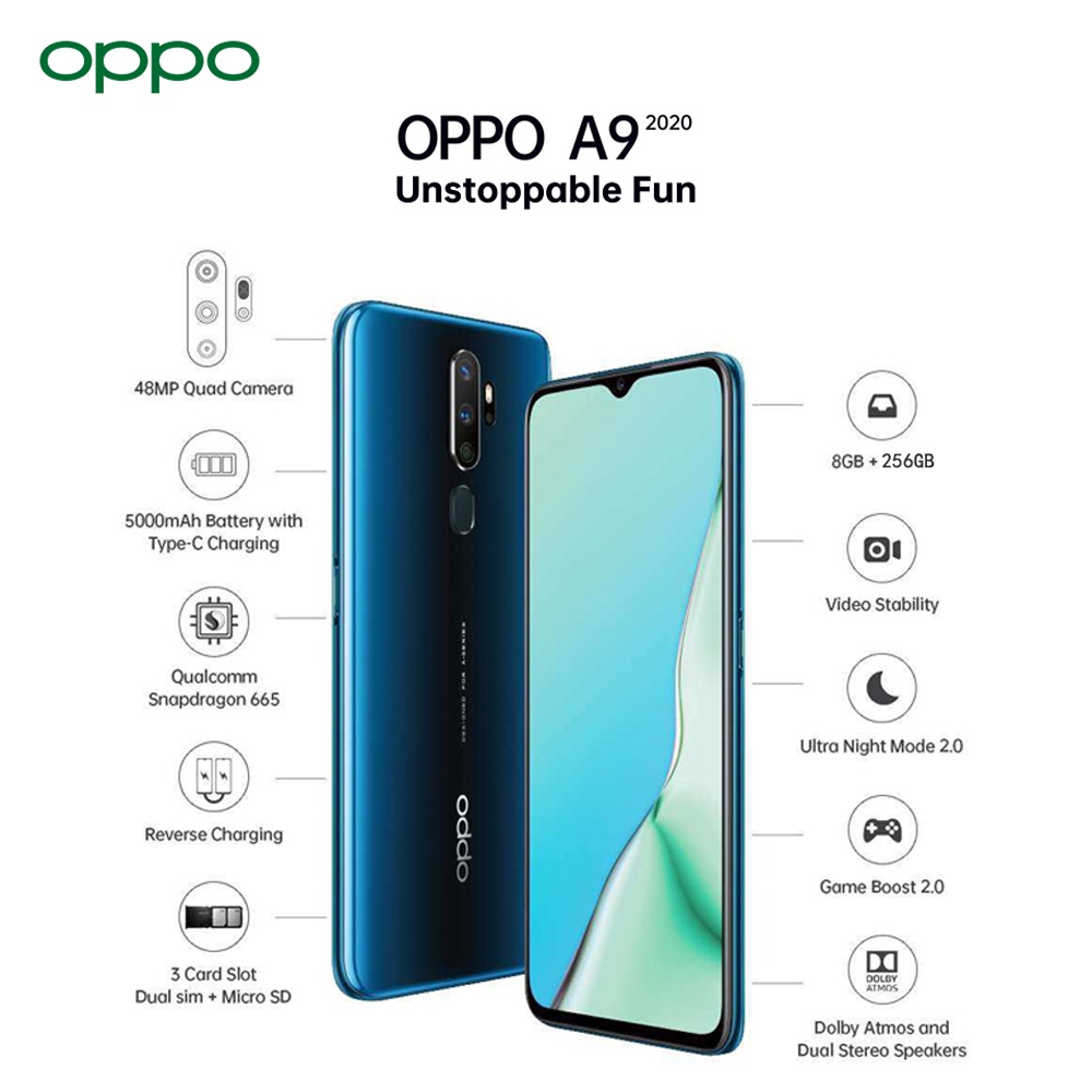 hp oppo A9 2020 RAM 8GB/256GB 6.5inch 48MP handphone