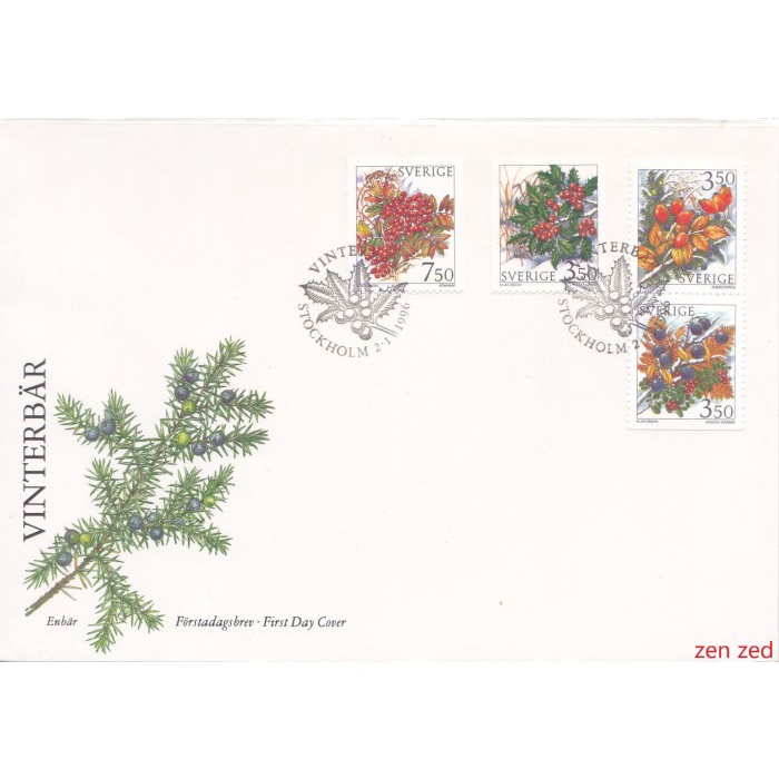 

A435 Perangko Swedia FDC 1996 Winter Berries 1 Pcs
