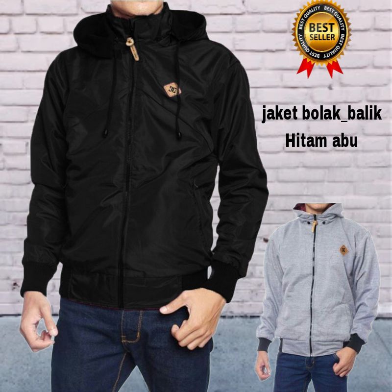 JAKET BOLAK BALIK 2IN1 / JAKET MOTOR / BB / PARASUT / PRIA / WANITA /
