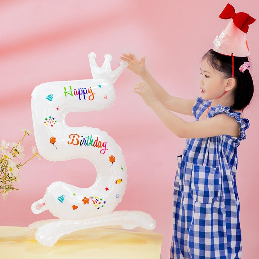 [Elegan] Balon Ulang Tahun Mahkota Berdiri 0-9 Untuk Baby Shower Happy Birthday Dekorasi Rumah Indoor Outdoor Decor Baby Gift