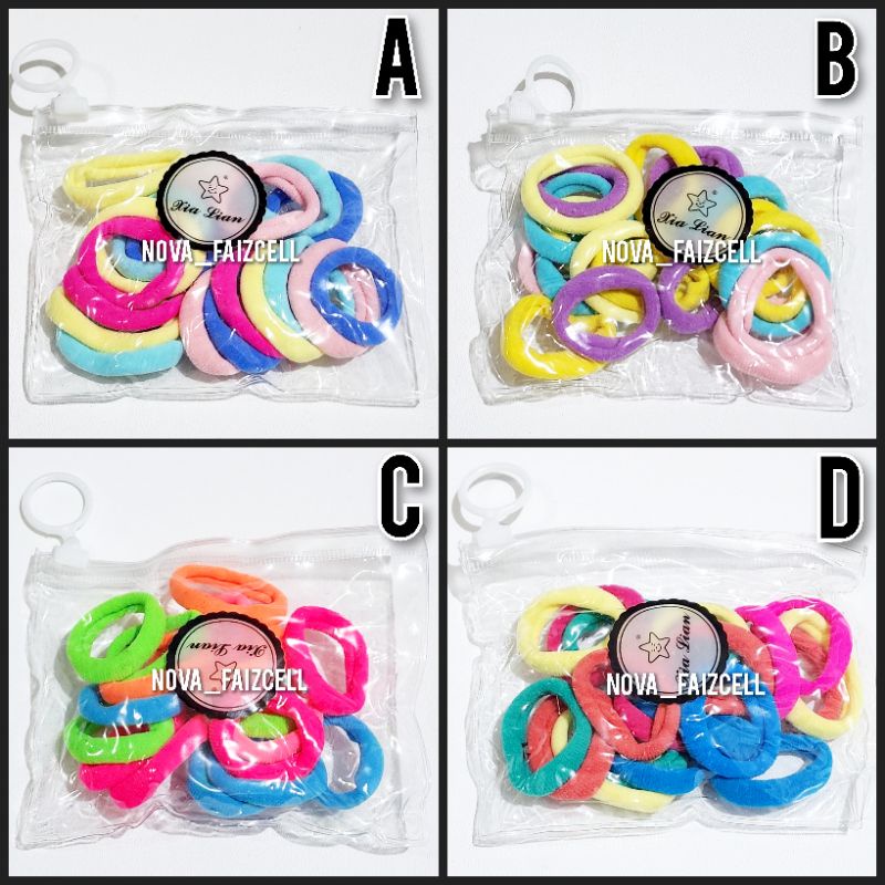 20 pcs + Pouch Karet Rambut Donut 3CM premium Tebal Import Ikat Rambut Korea