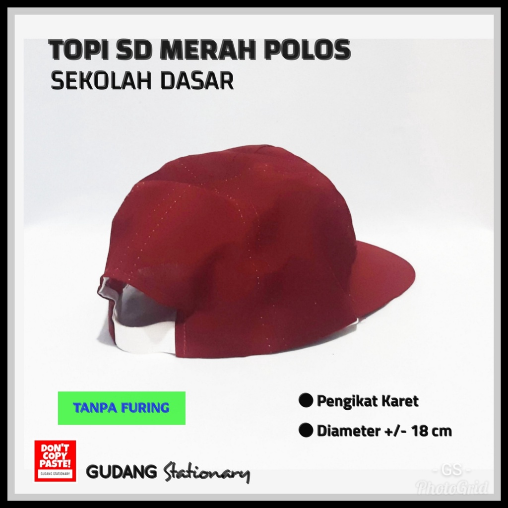 Topi SD Sekolah Dasar Merah Polos