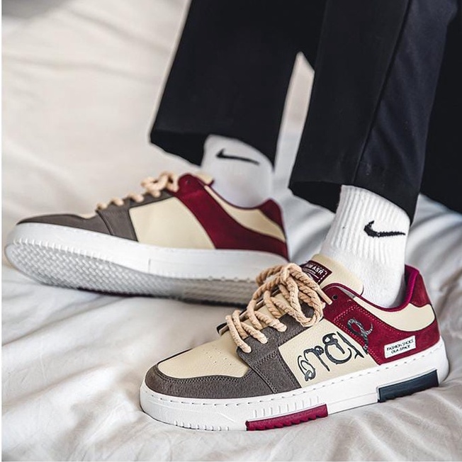TBIG Sepatu Sneakers Pria PBXIAMEN Sepatu Gaya Pria Keren Kekinian Kasual Pria Import