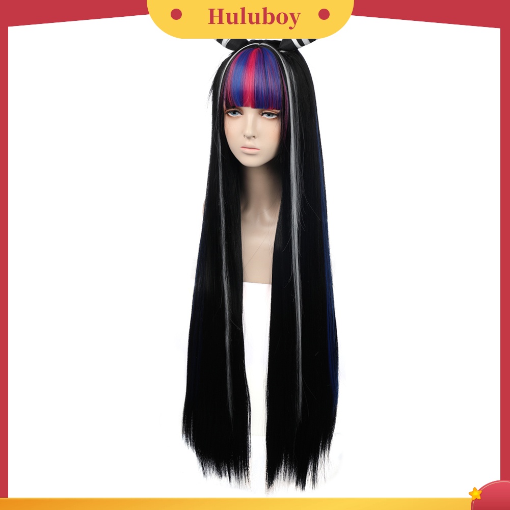 Wig Rambut Panjang Lurus Dengan Poni Warna-Warni Untuk Cosplay Anime