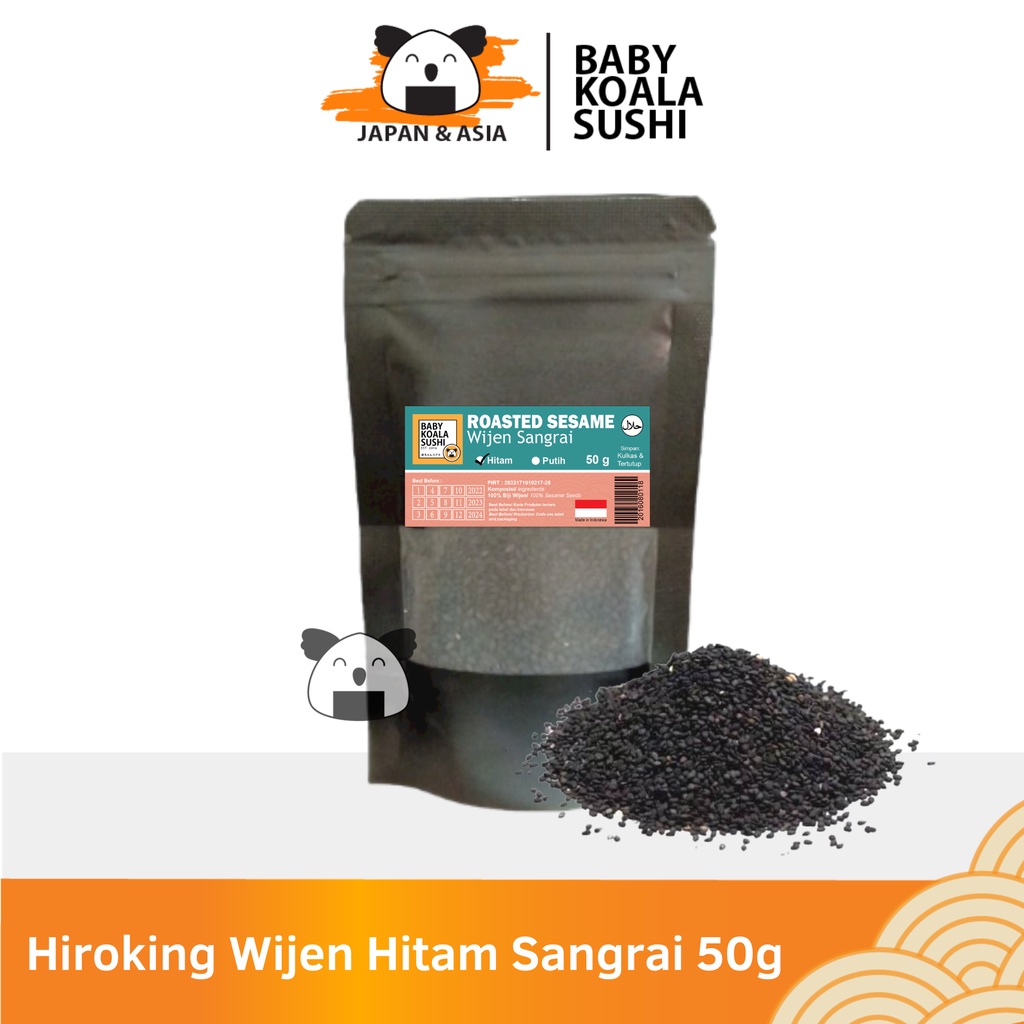 Hiroking Biji Wijen Hitam Sangrai 50 g Halal │ Roasted Black Sesame Seed for Sushi Ramen