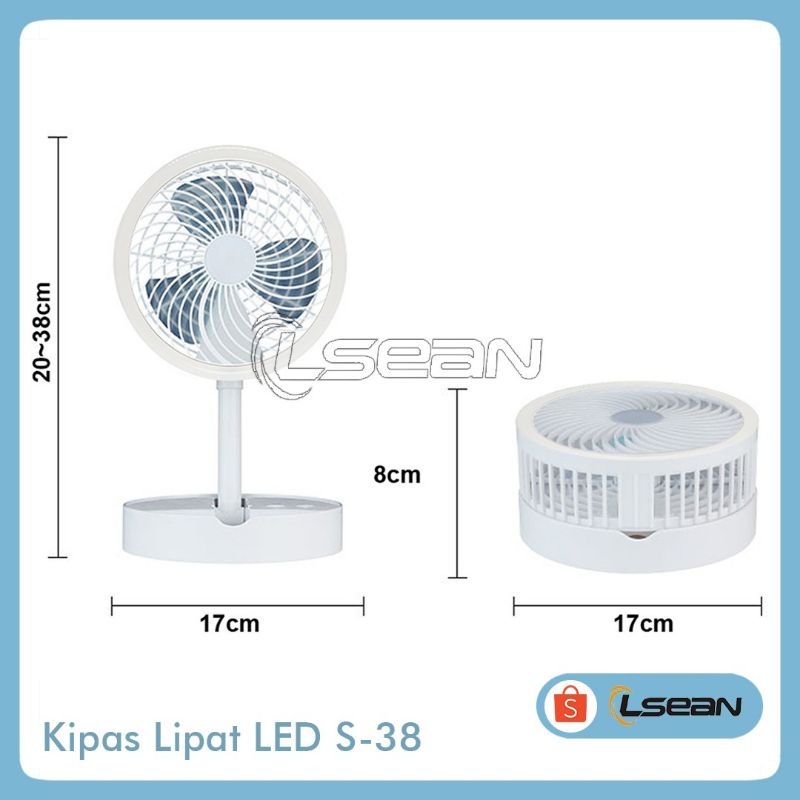 Kipas Lipat + LED Bulat Melingkar S-38