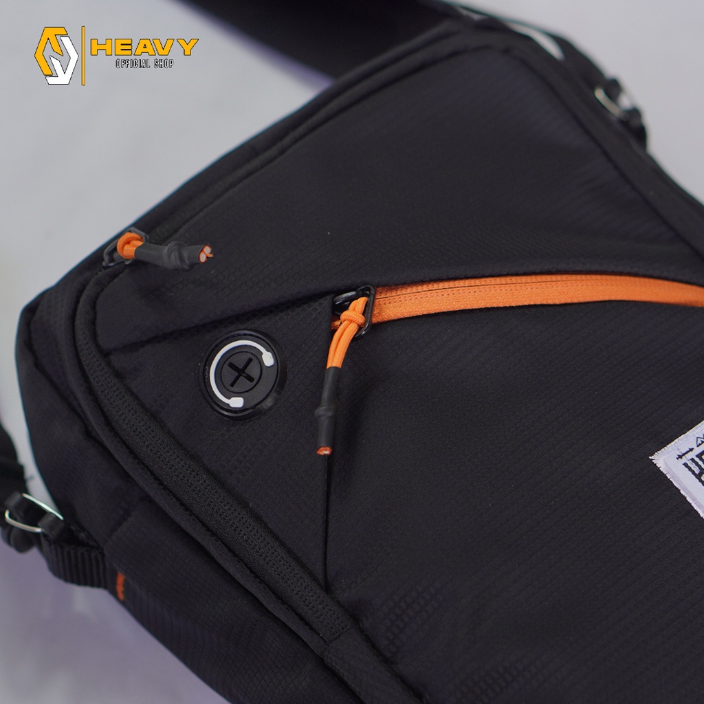 Tas selempang pria heavy K-4077 - Black slingbag kasual premium