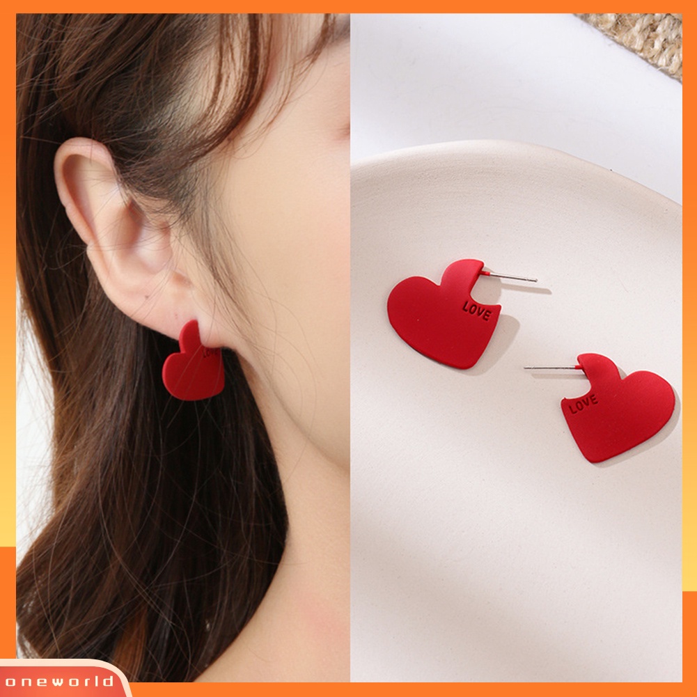 [WONE] 1/2pasang Wanita Cinta Kecil Hati Alloy Ear Stud Earrings Pesta Club Perhiasan Hadiah