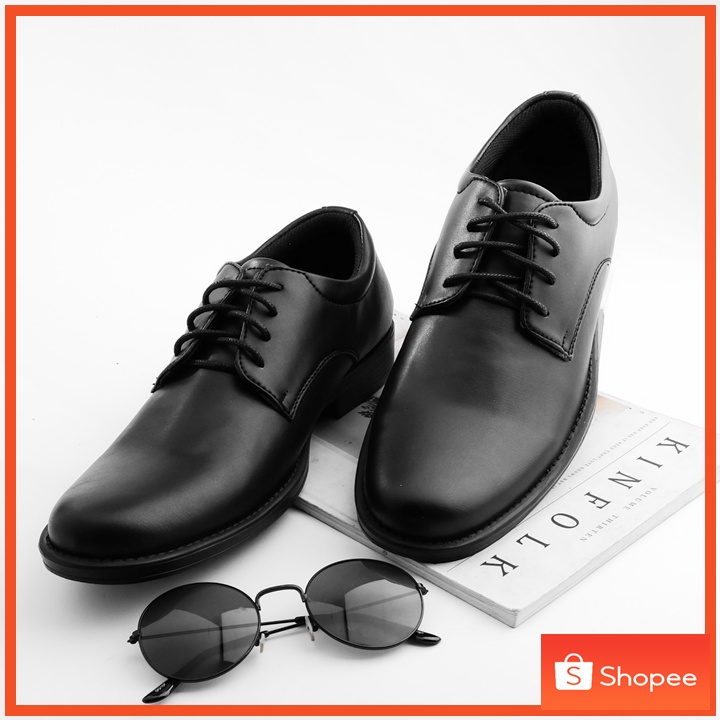Derby Black - Sepatu Formal Pria Pantofel Casual Kerja Kantor Kulit Pantopel Hitam Pria Tali Original