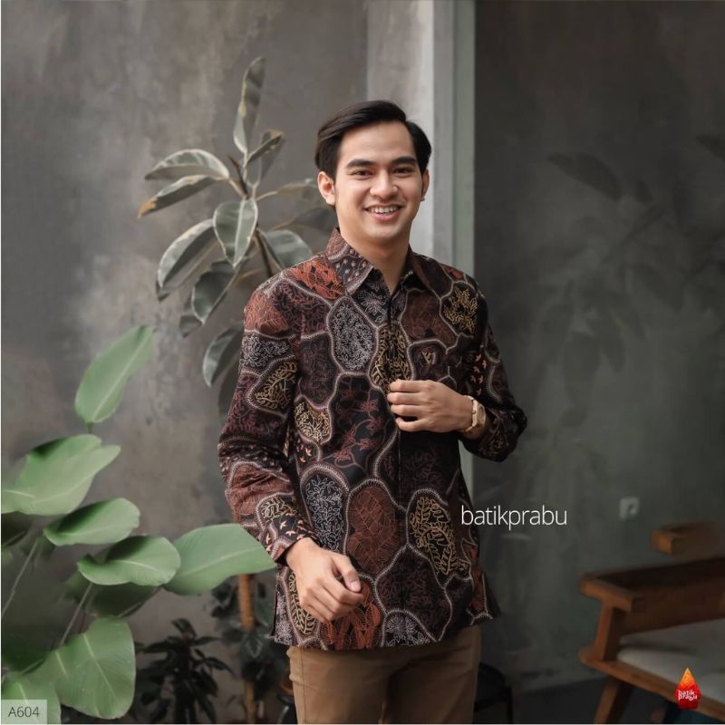 Kemeja Batik Pria Cowo Lengan Panjang Pendek Seragam Hitam BG45