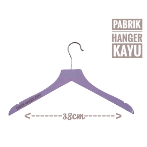 HANGER BAJU KAYU KEPALA LURUS 38CM UNGU